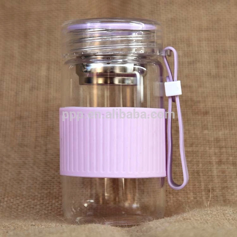 high borosilicate glass drink bottle with tea infuser