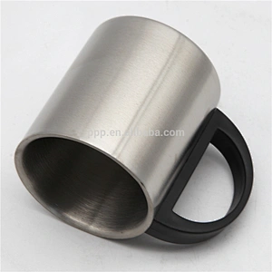 factory wholesale double wall stainless steel logo customized beer mug with fixed plastic semicircular handle/coffee mug
