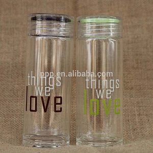 borasilicate glass bottle double wall glass with lid