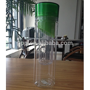 800ml eco-friendly BPA free single wall plastic bottle with filter candle and fixed handle/colored fruit bottle