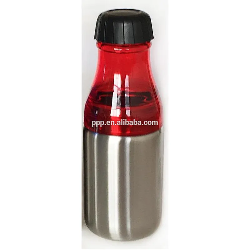 New design double wall upper plastic bottem stainless steel insulated sports water bottle