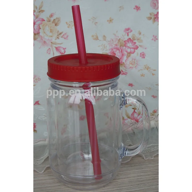 20oz Double Wall Plastic Tumbler straw tumbler mason jar
