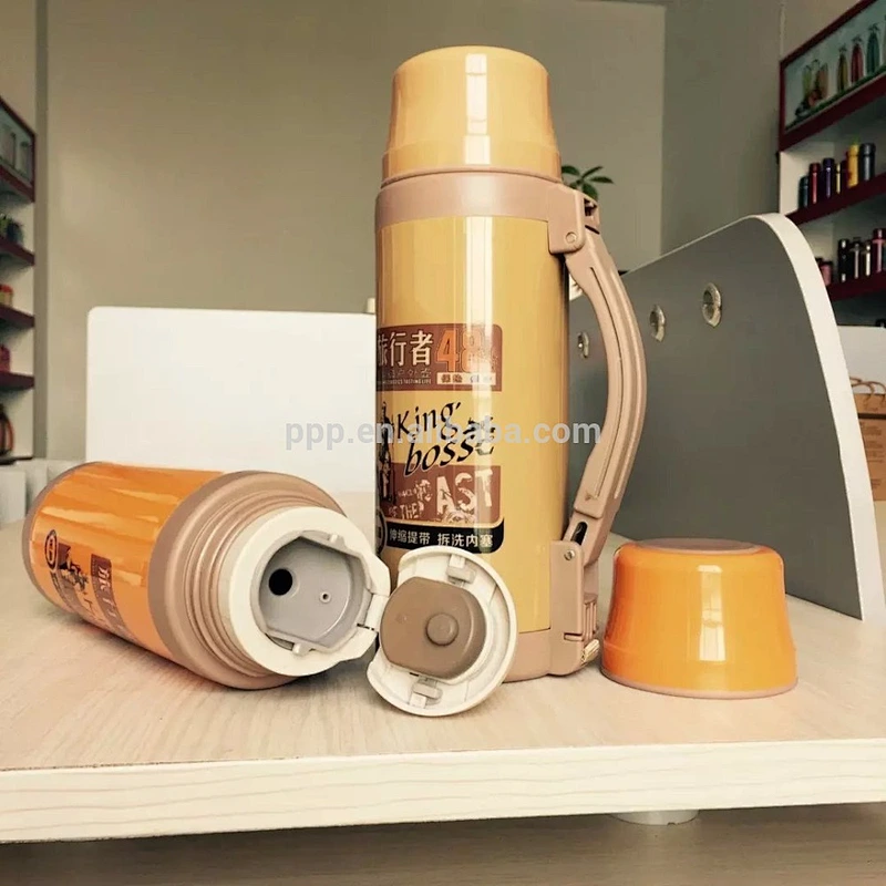 double wall stainless steel thermos travel flask with wide mouth keeps hot or cold 24 hours/portable with handle