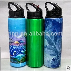 750ml leak-proof eco-friendly single wall stainless steel sports bottle colorful water flask with straw sip bottle