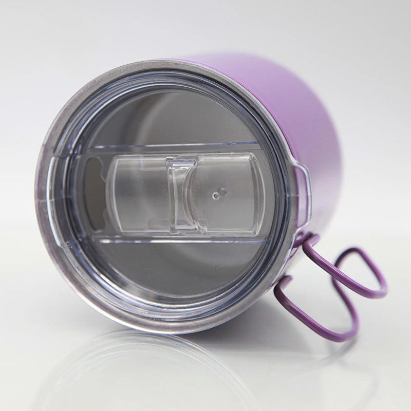 Double wall stainless steel insulated 10oz water cup with handle