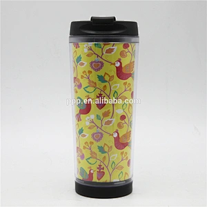 High quality detachable double wall plastic auto mug with paper insert