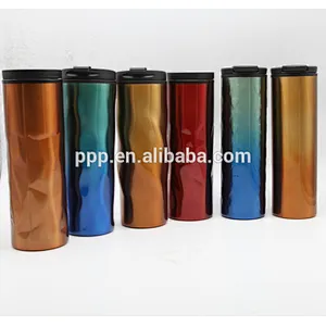 Double wall outer stainless steel inner plastic water bottle with flip top
