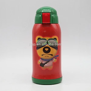 600ml double wall stainless steel logo customized kid's tumbler with wrist straw/push type switch/kid's bottle with cloth bag