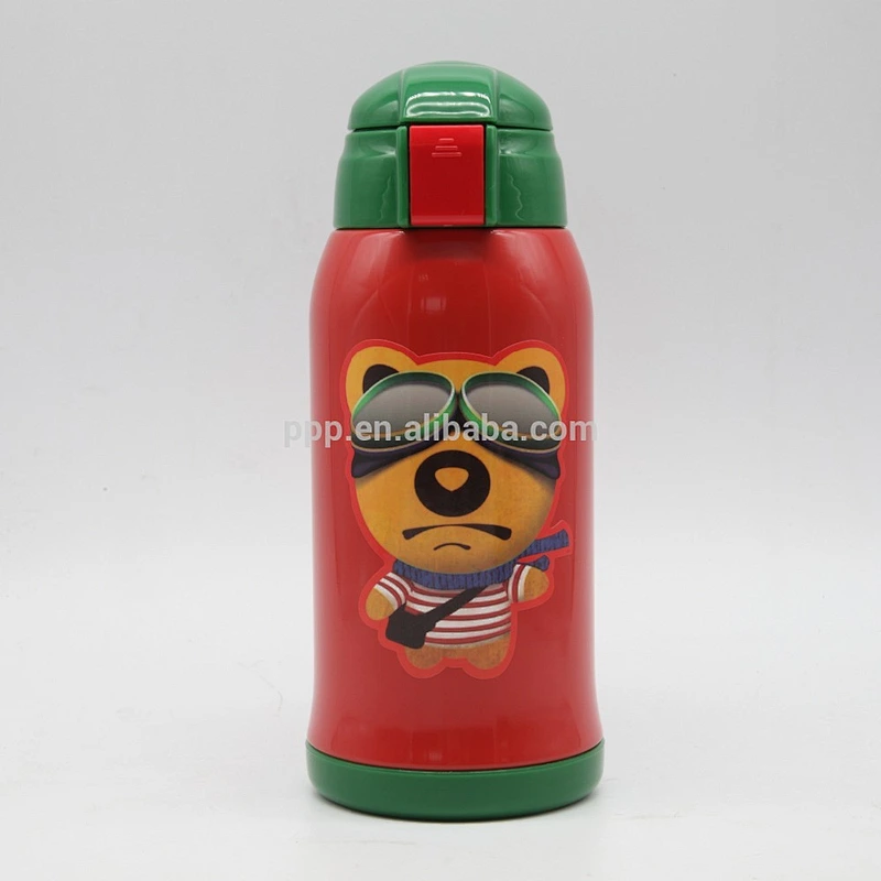 600ml double wall stainless steel logo customized kid's tumbler with wrist straw/push type switch/kid's bottle with cloth bag