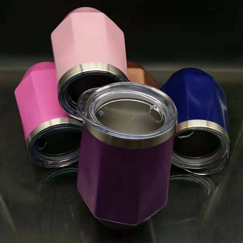 2018 New design double wall 304 diamond 350ml/12oz stainless steel wine tumbler hot sale whisky mug