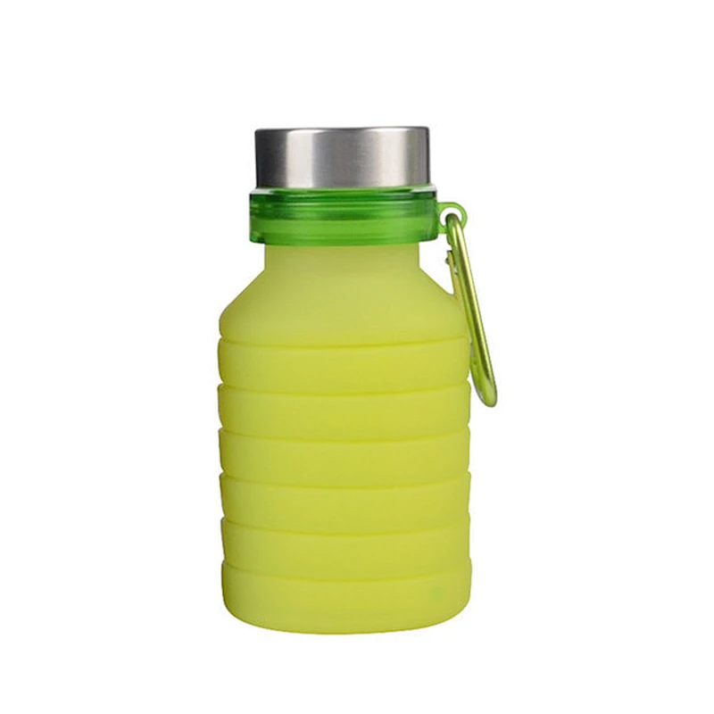 Hot sell 500ml foldable silicone water bottle out door easy taking silicone bottle