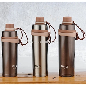 350ml/500ml double wall high-quality stianlss steel logo customized vacuum flask portable with double lids and handle