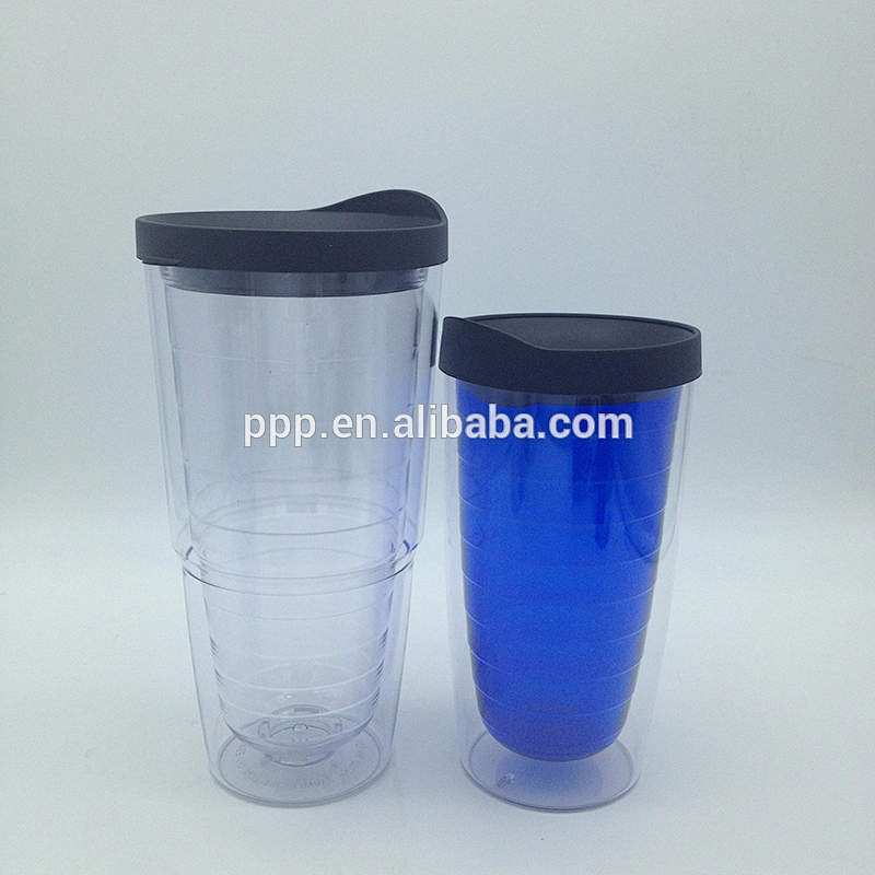 BPA free 16oz double wall clear plastic auto mugs