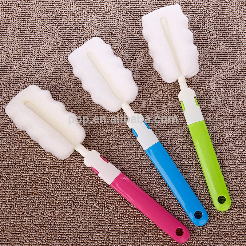 Mini portable baby bottle brush handled cleaning brush plastic healthy sponge brush/detachable