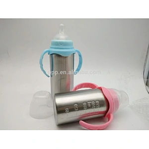 280ml/350ml double wall stainless steel 100% leakproof kid's feeding bottle with fixed handle and scale