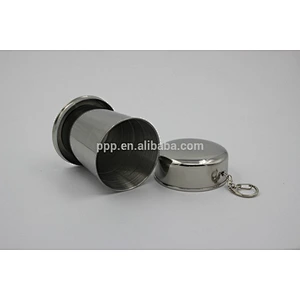 70/150/280ml single wall stainless steel collapsible shot glass with lids and key buckle/Portable Mini Type Hip Flask