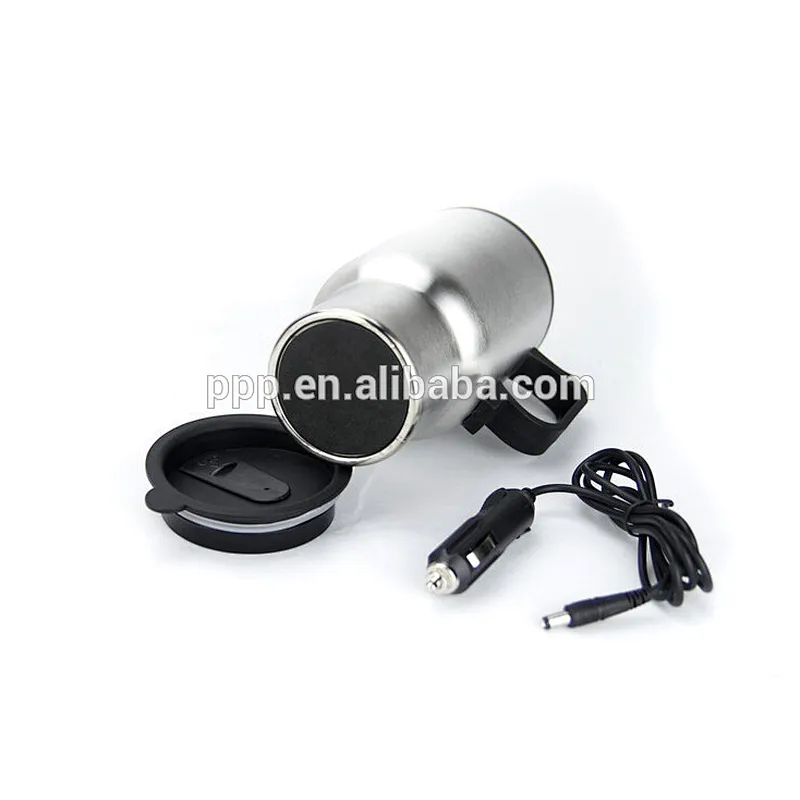 Double wall inner plastic outer stainless steel electric heated coffee mug