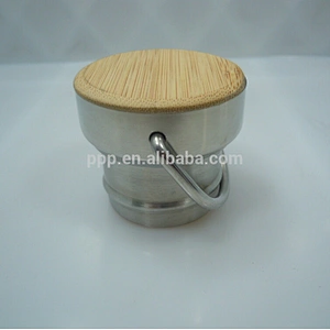 single wall stainless steel logo customized sports water bottle with bamboo lid/wide mouth and large capacity
