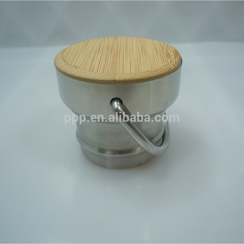 single wall stainless steel logo customized sports water bottle with bamboo lid/wide mouth and large capacity