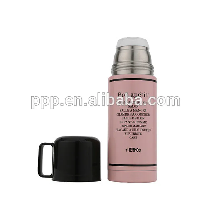 Double wall stainless steel insulated water bottle with handle lid bullet