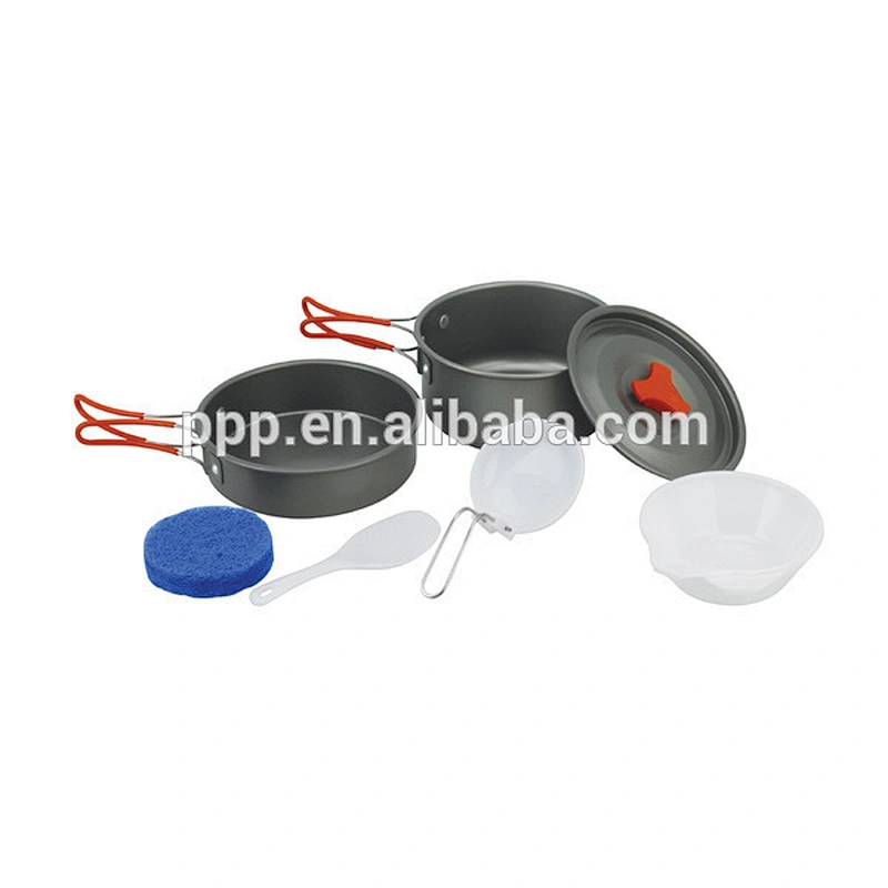 Camping Cookware Pots Set Aluminium Small Medium Skillet Frying Pan Kit Outdoor Cooker For 2 Person
