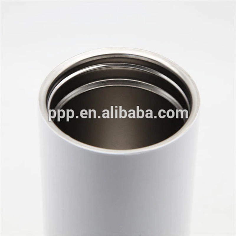 New White Cylinder Shape Water Tumbler 20oz 304 And 201 Double Wall Stainless Steel Insulated Vacuum Coffee Mug
