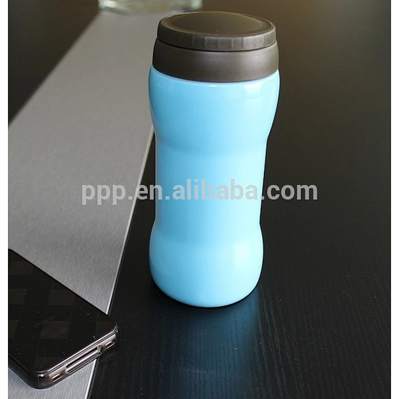300ml/350ml/500ml double wall stainless steel double lids vacuum flask/creative design dumbbell bottle