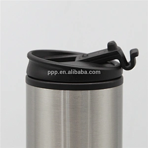 16oz inner plastic outer stainless steel water tumbler/logo customized auto mug with 100% leakproof flip top lid/travel mug