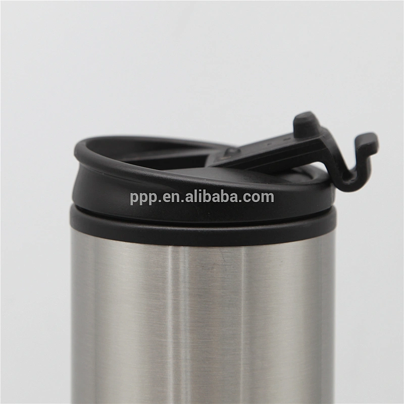 16oz inner plastic outer stainless steel water tumbler/logo customized auto mug with 100% leakproof flip top lid/travel mug