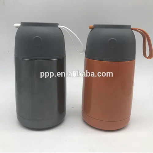 Double wall stainless steel easy-carring portable vacuum food jar food container with handle