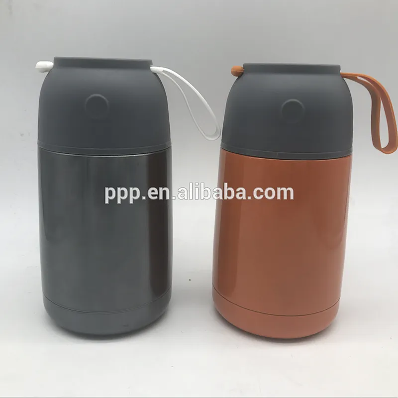 Double wall stainless steel easy-carring portable vacuum food jar food container with handle