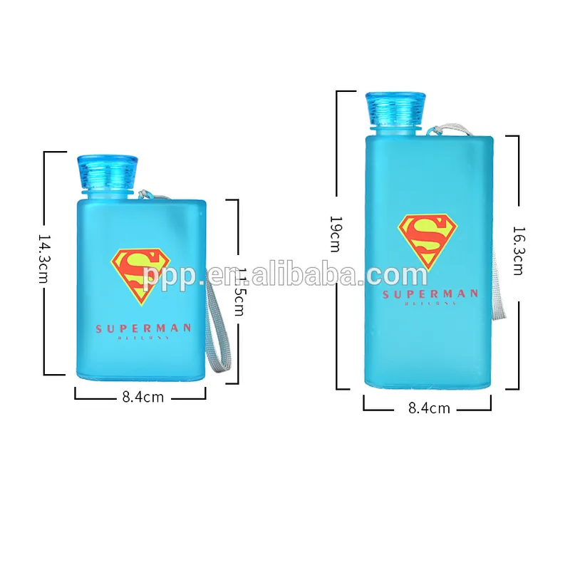 Wholesale custom logo water cup plastic bottle flat water bottle