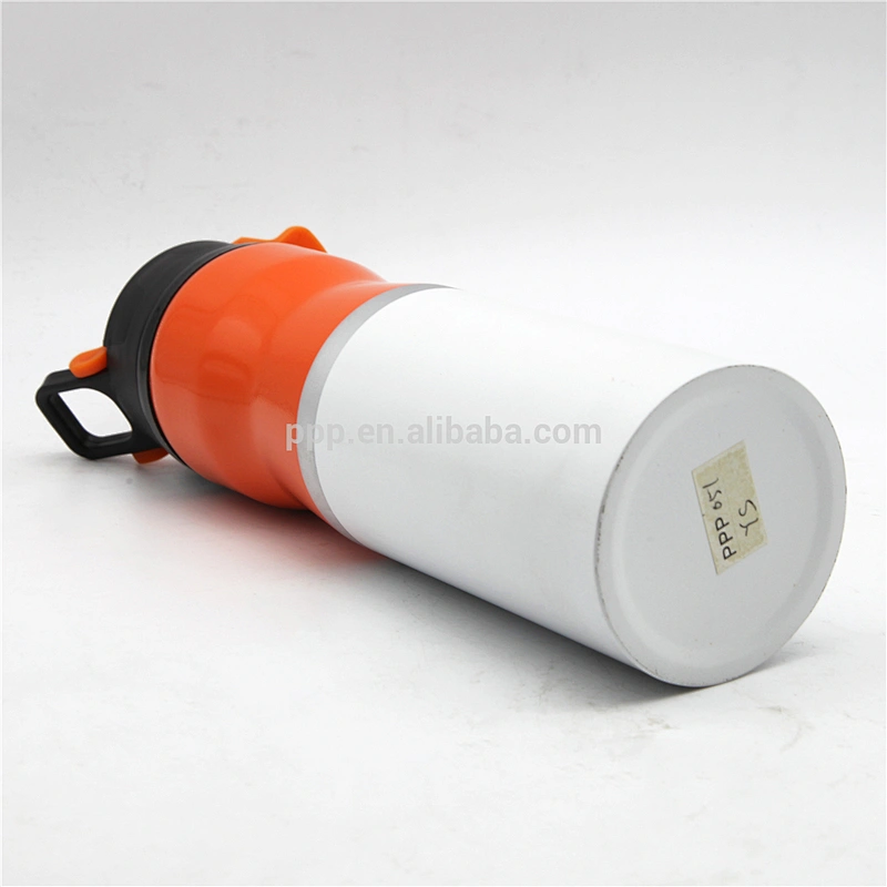 500ml single wall stainless steel sports water bottle with 2 color spray paint/portable with waistline and fixed handle