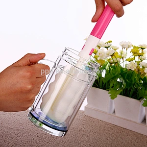 Mini portable baby bottle brush handled cleaning brush plastic healthy sponge brush/detachable