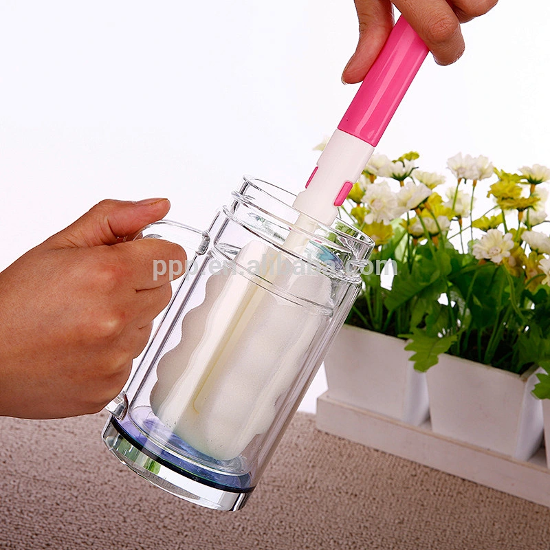 Mini portable baby bottle brush handled cleaning brush plastic healthy sponge brush/detachable