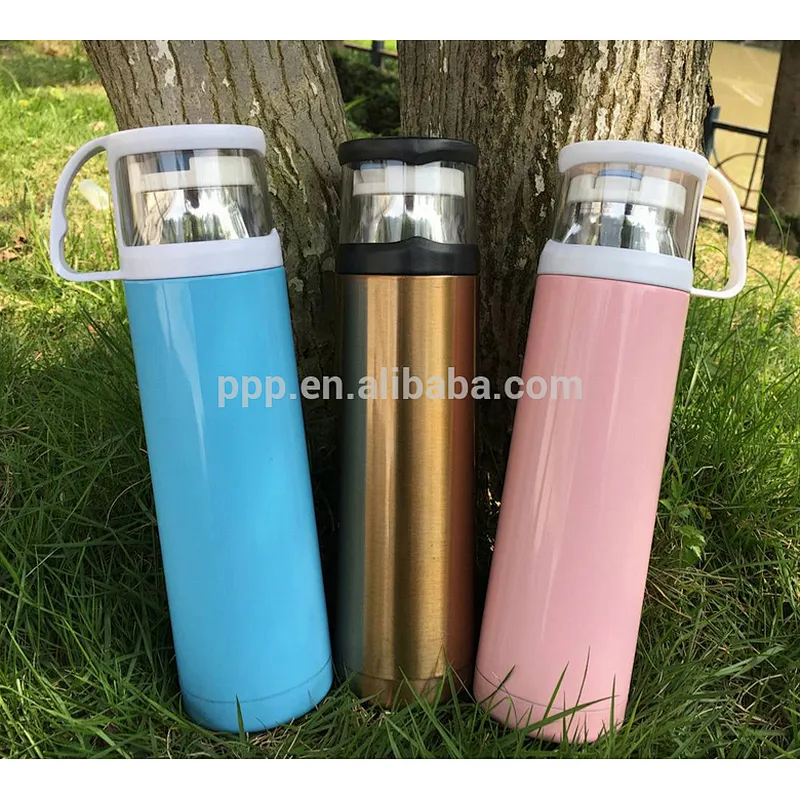 500ml\750ml\1000ml double wall stainless steel vacuum flask with handle in plastic cover