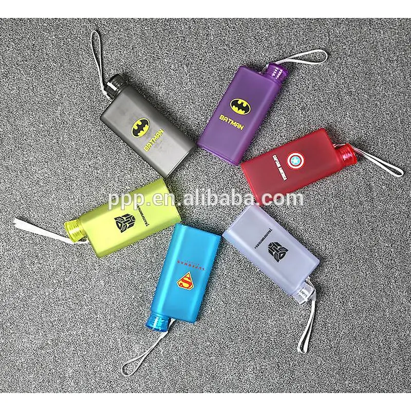 Wholesale custom logo water cup plastic bottle flat water bottle