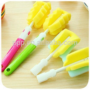 Mini portable baby bottle brush handled cleaning brush plastic healthy sponge brush/detachable