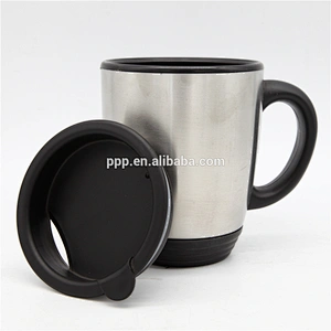 new style food grade double wall inner plastic outer stainless steel travel mug with handle