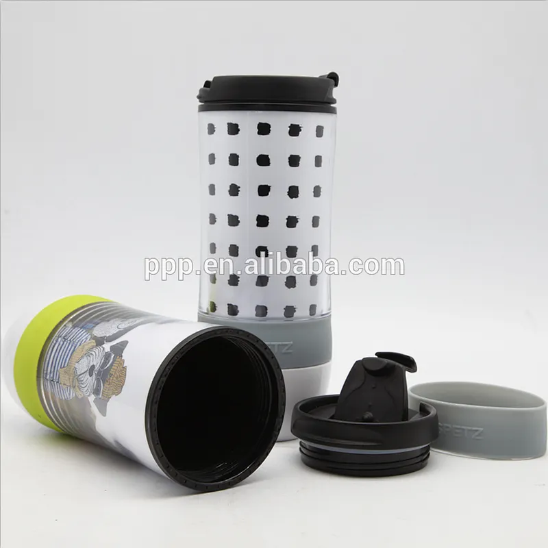 Yongkang double wall BPA free plastic cheap price pet auto mug with heat transfer design for pets