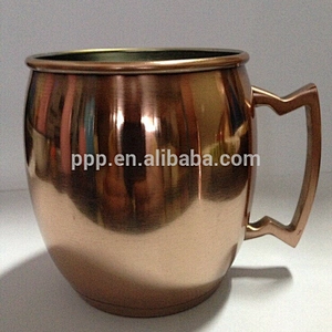 single wall stainless steel logo customized drum type edge curl copper plating beer mug/portable with handle/large capacity