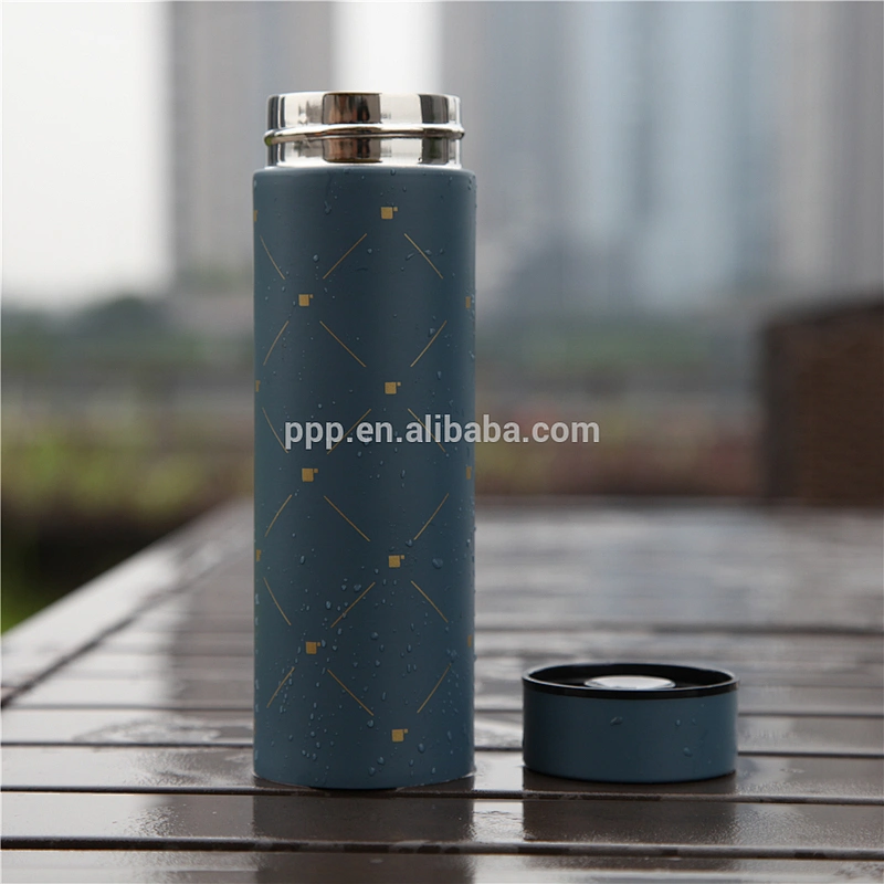 500ml double wall stainless steel vacuum insulated water tumbler with straight body and antislip on bottom/office-use