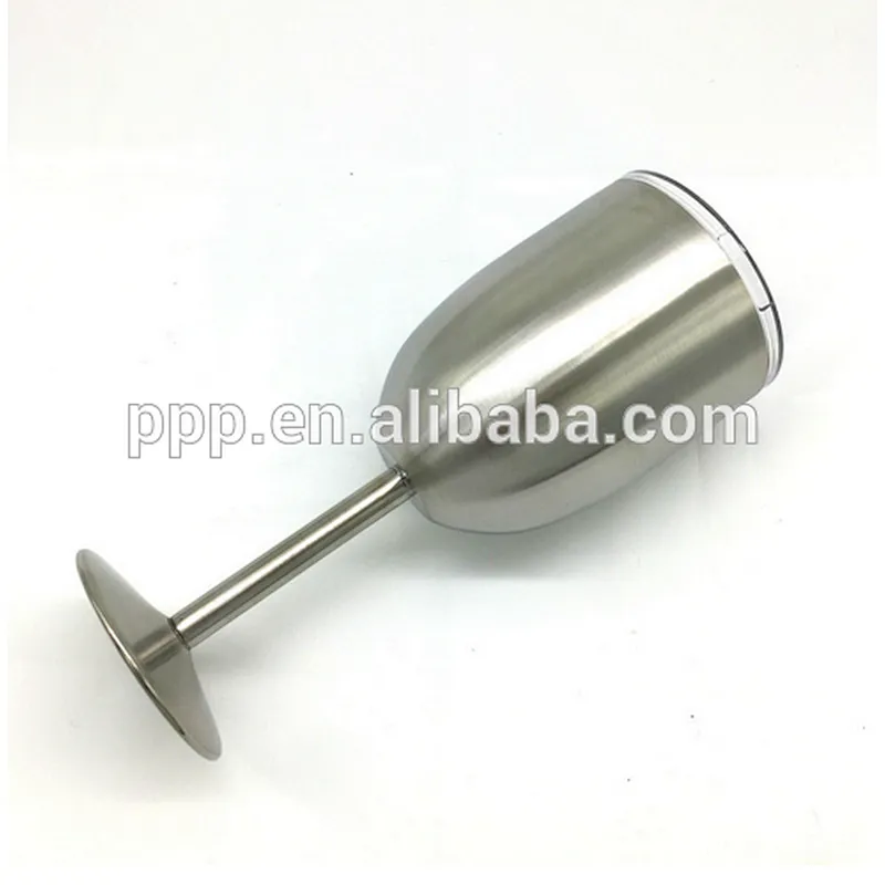 High quality doouble wall stainless steel stemmed wine glass with lid