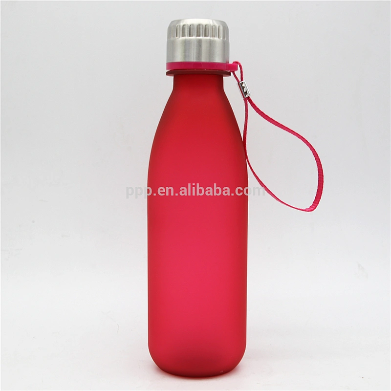 eco-friendly BPA free single wall plastic logo customized colorful cola bottle with fixed handle