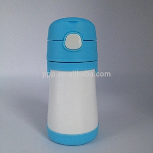 320ml double wall stainless steel 100% leakproof mini kid's feeding bottle with cute design and fixed handle/flip top