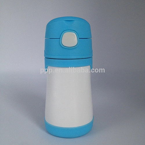 320ml double wall stainless steel 100% leakproof mini kid's feeding bottle with cute design and fixed handle/flip top