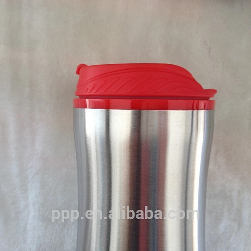 Insulated construction Travel Mug/ Blue Double Wall Stainless steel Drinking Tumbler/ Water Cup With Color Strip