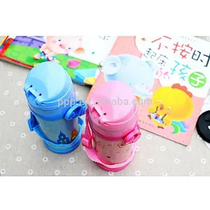 500ml double wall stainless steel logo customized kid's bottle with wrist straw and handle/cute design/100% leakproof