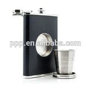 embossing mini hip flask wth cup inside