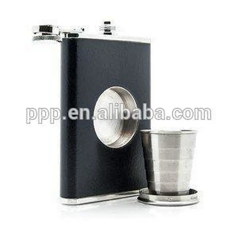 embossing mini hip flask wth cup inside